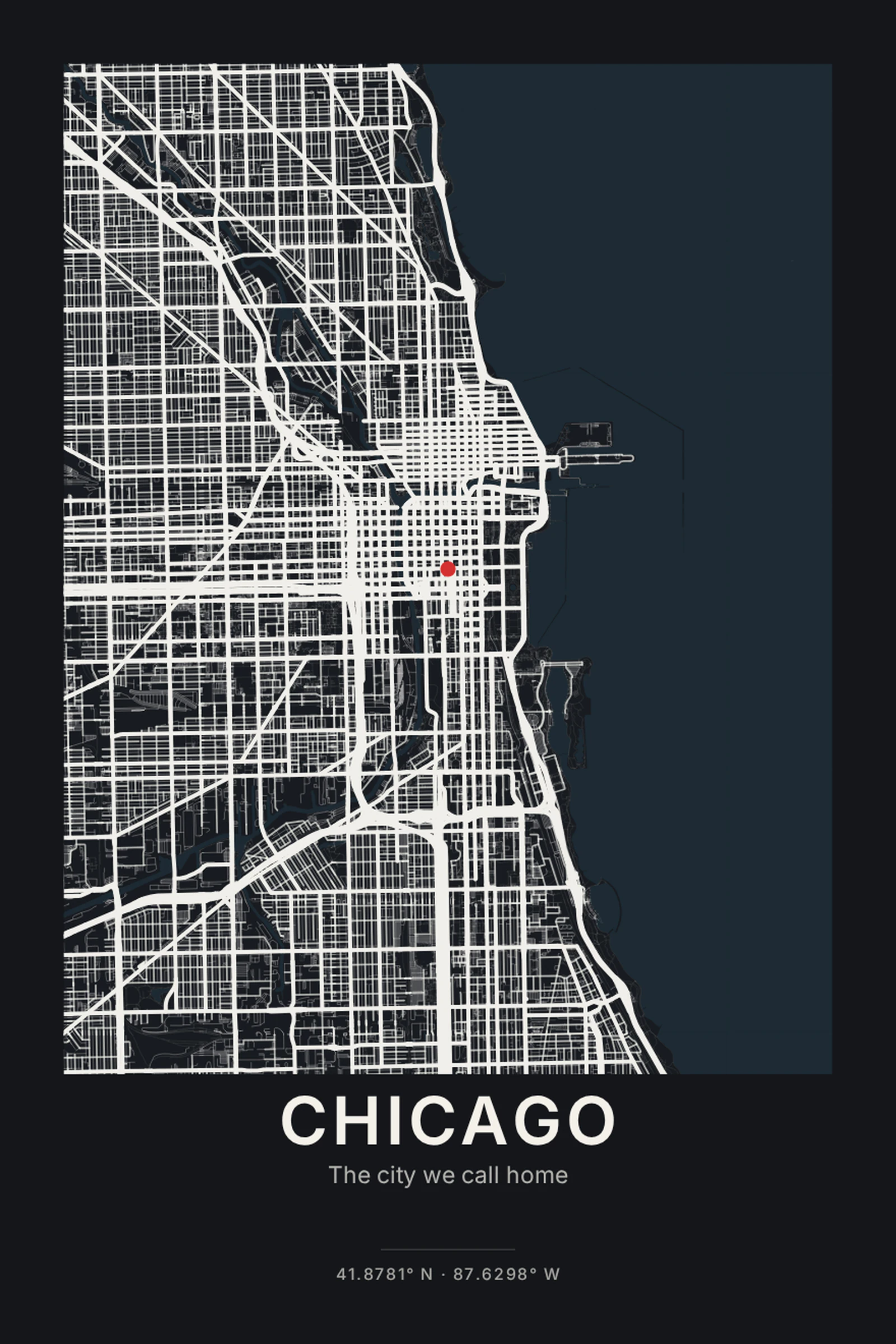 Chicago city map poster — High-impact streets made for a modern city.