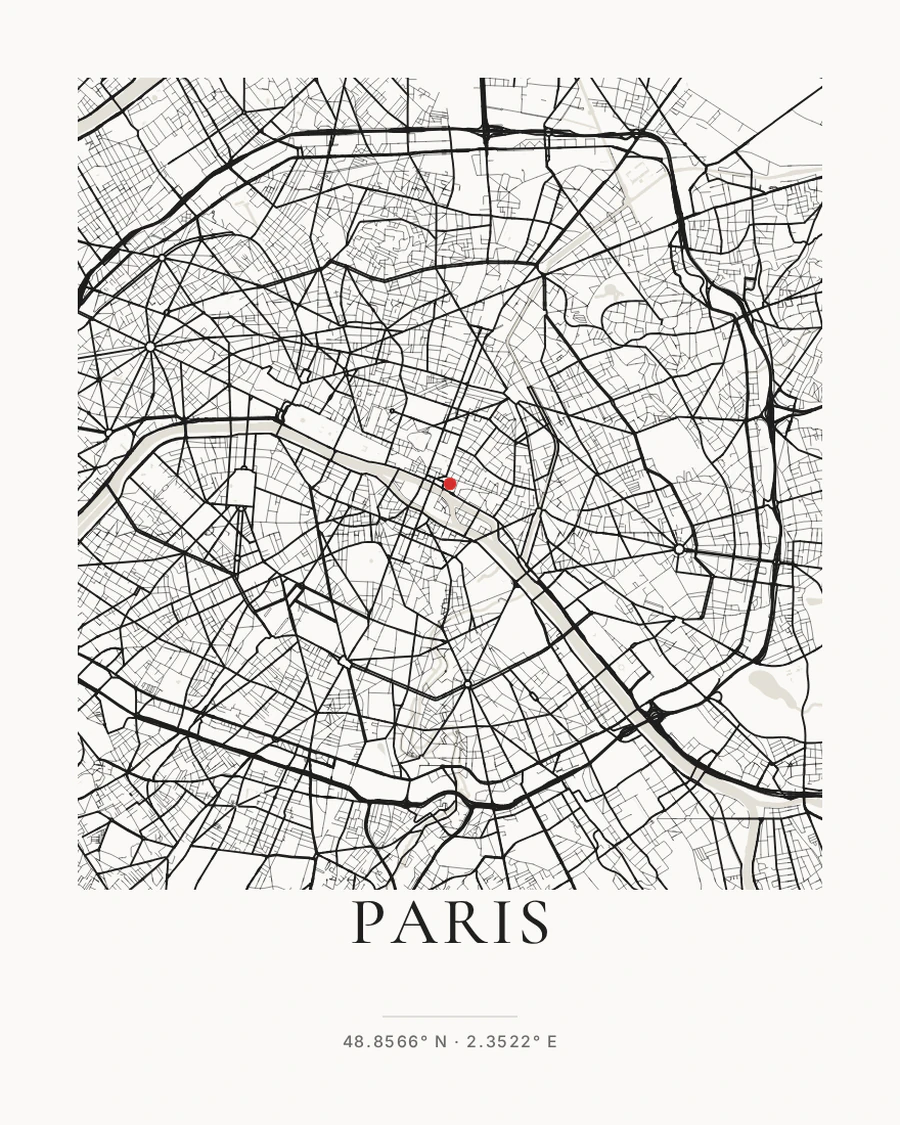Paris city map poster in the Minimal style